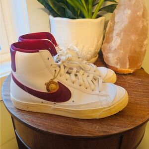 Nike White and Maroon blazer women’s sneakers EUC